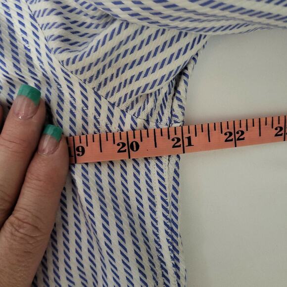 Talbots Womens Blue White Striped Wrinkle Long Sleeve Button Front Shirts Size 4 - Picture 6 of 6